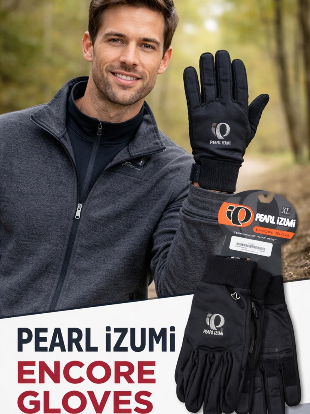 Pearl Izumi Black Cycling Gloves with White Logo